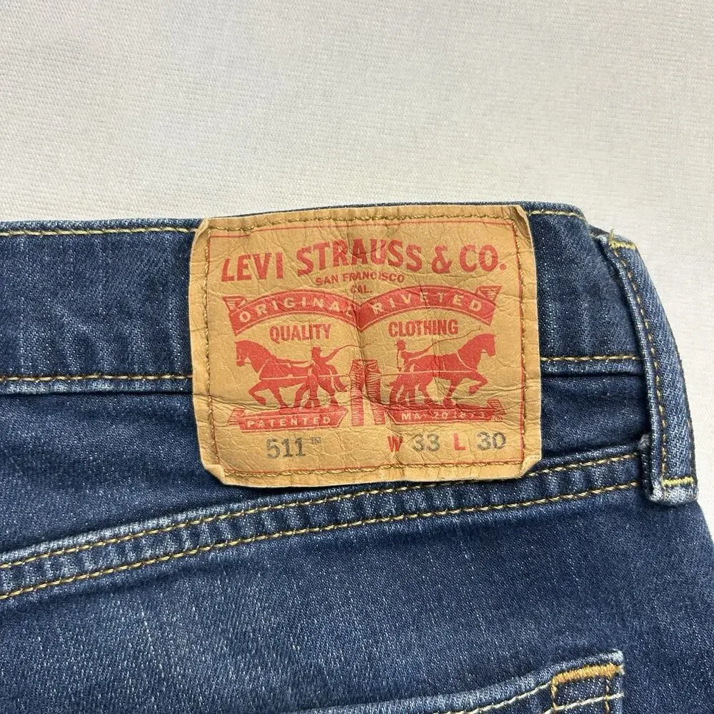 Levi's 511 Slim Straight Jeans Men's 33x30 Stretch Mid Rise Blue Denim Classic